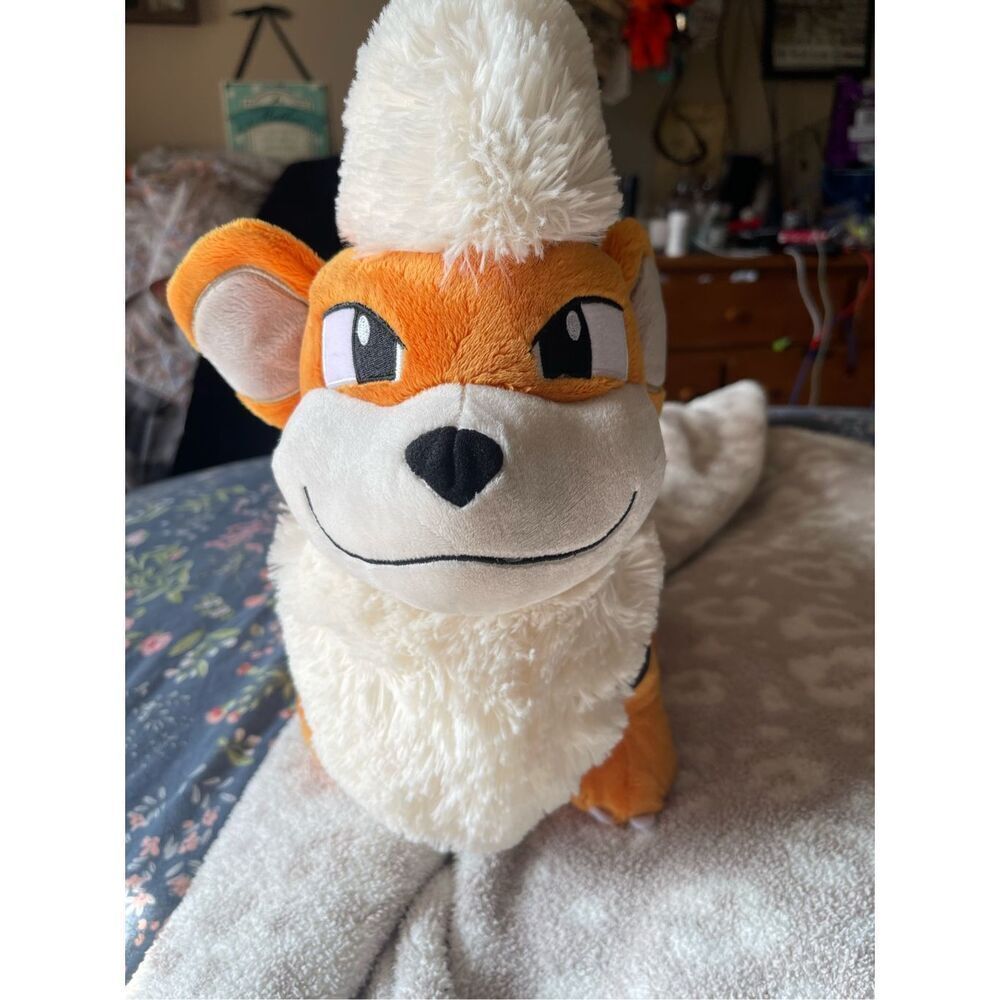 Build-A-Bear Kids Orange With Barking Voice Box Pokemon Growlithe Plush Toy